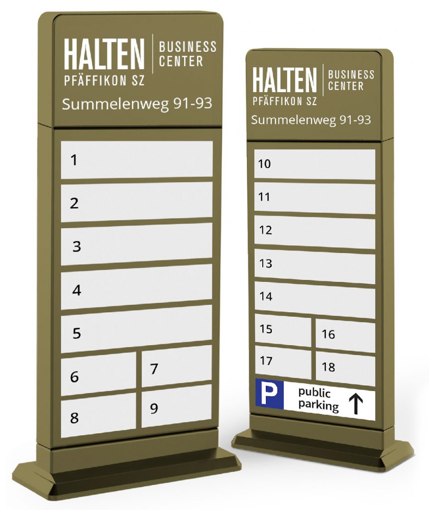 LEUCHTPYLONEN halten business center aussenwerbung